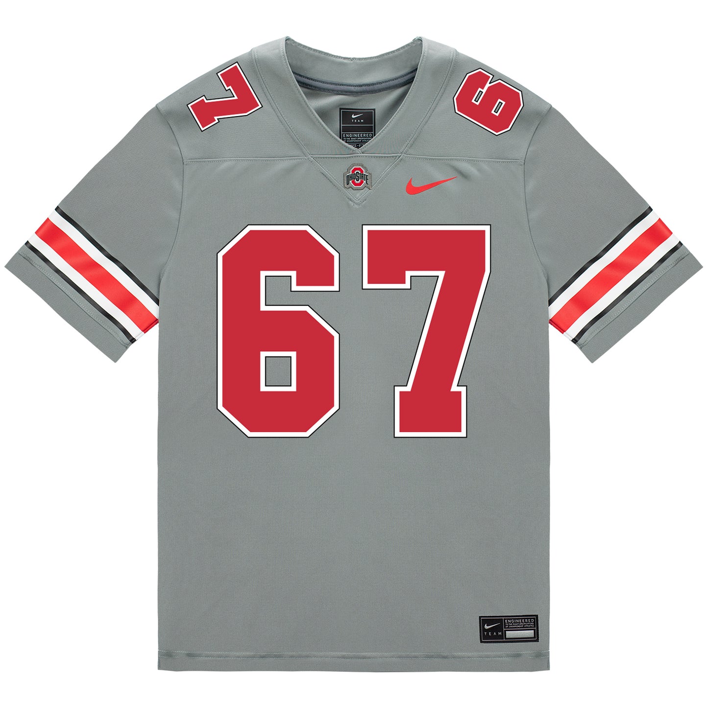 Ohio State Buckeyes Nike #67 Austin Siereveld Student Athlete Gray Football Jersey - Front View