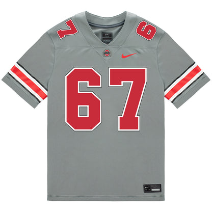 Ohio State Buckeyes Nike #67 Austin Siereveld Student Athlete Gray Football Jersey - Front View