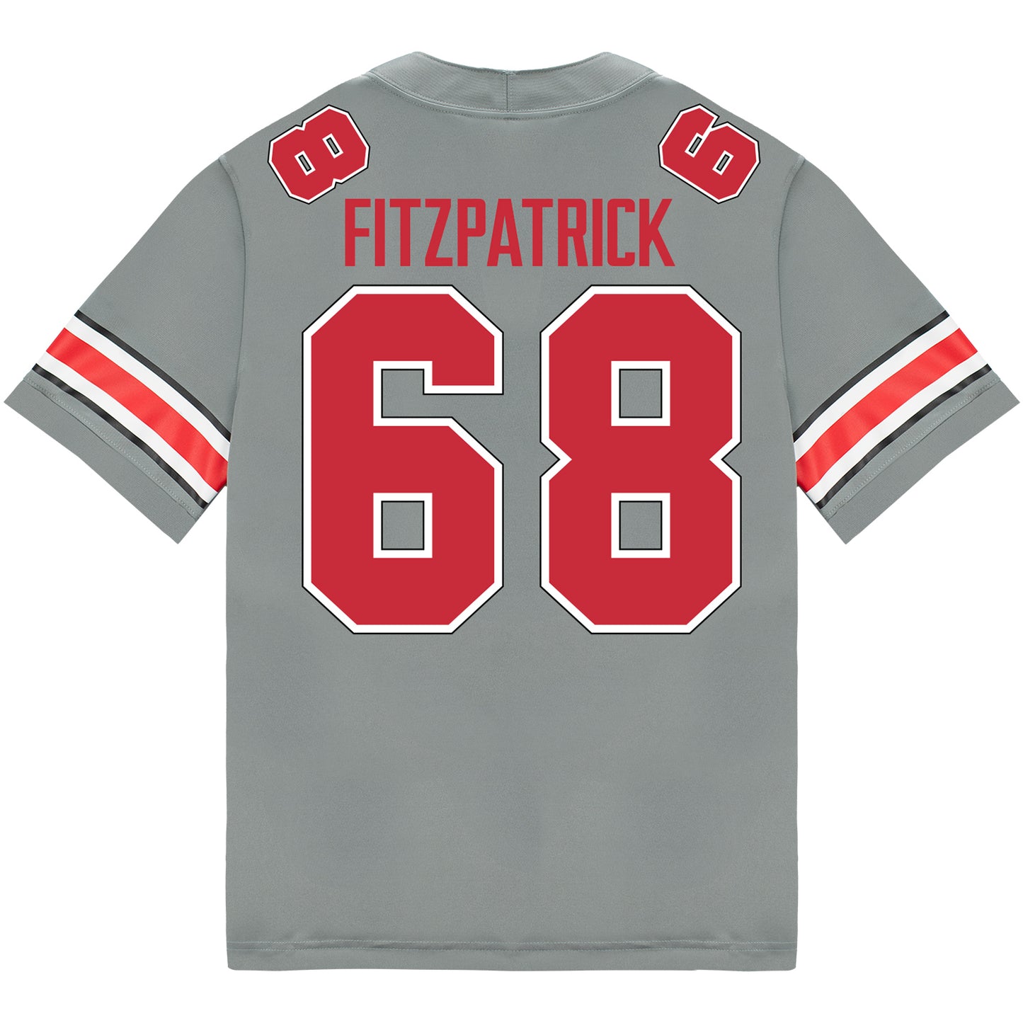 Ohio State Buckeyes Nike #68 George Fitzpatrick Student Athlete Gray Football Jersey - Back View