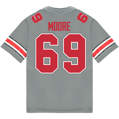 Ohio State Buckeyes Nike #69 Ian Moore Student Athlete Gray Football Jersey - Back View