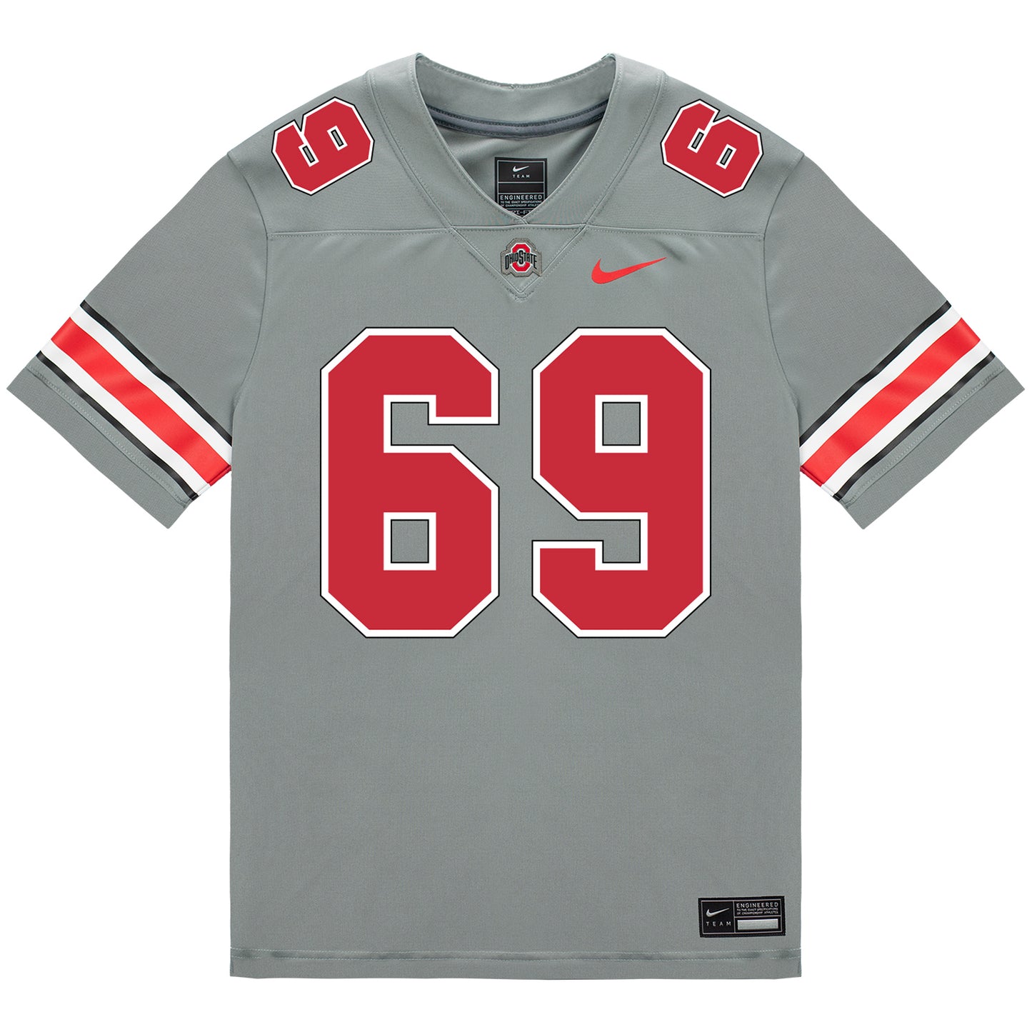 Ohio State Buckeyes Nike #69 Ian Moore Student Athlete Gray Football Jersey - Front View