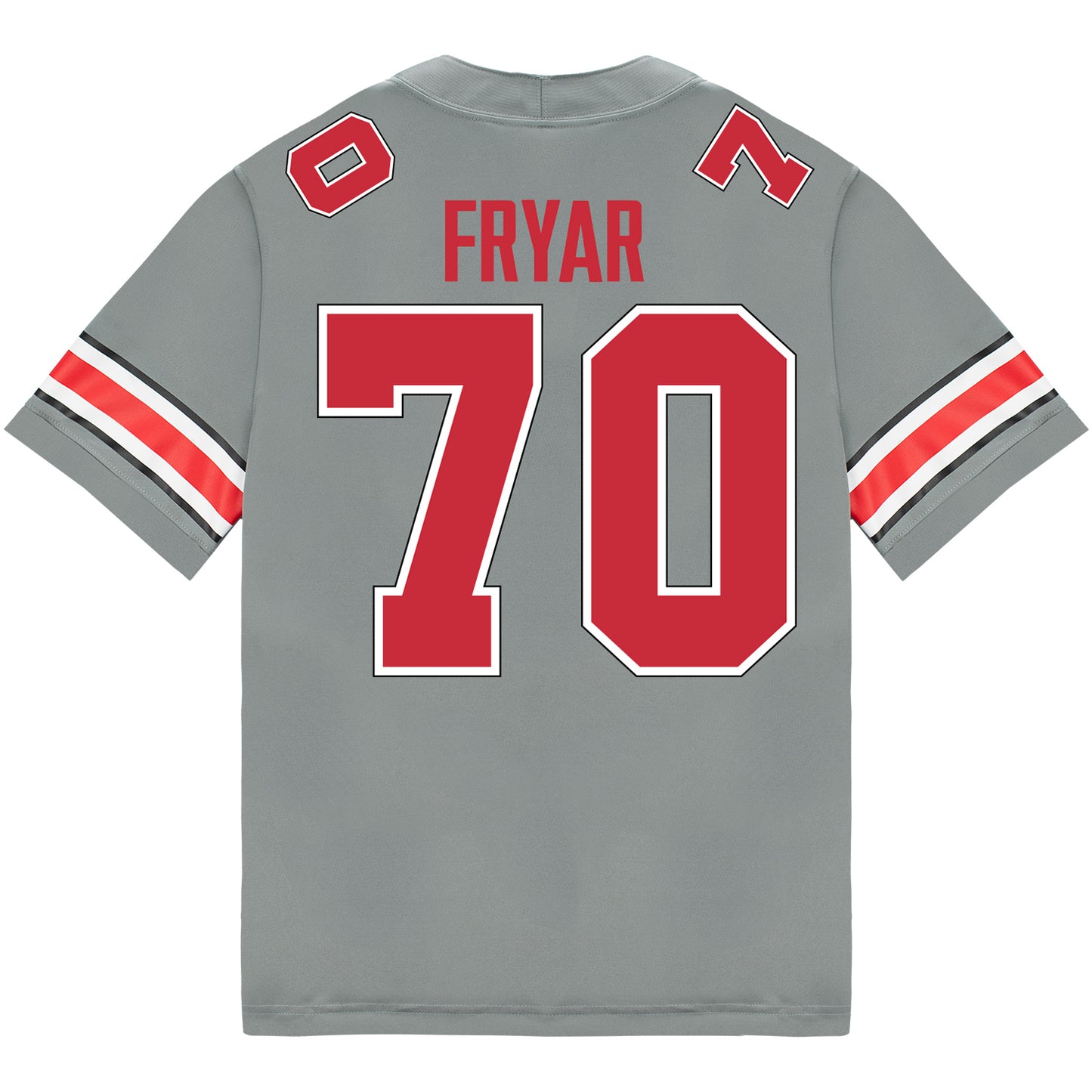 Ohio State Buckeyes Nike #70 Josh Fryar Student Athlete Gray Football Jersey - Back View