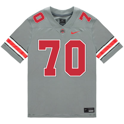 Ohio State Buckeyes Nike #70 Josh Fryar Student Athlete Gray Football Jersey - Front View