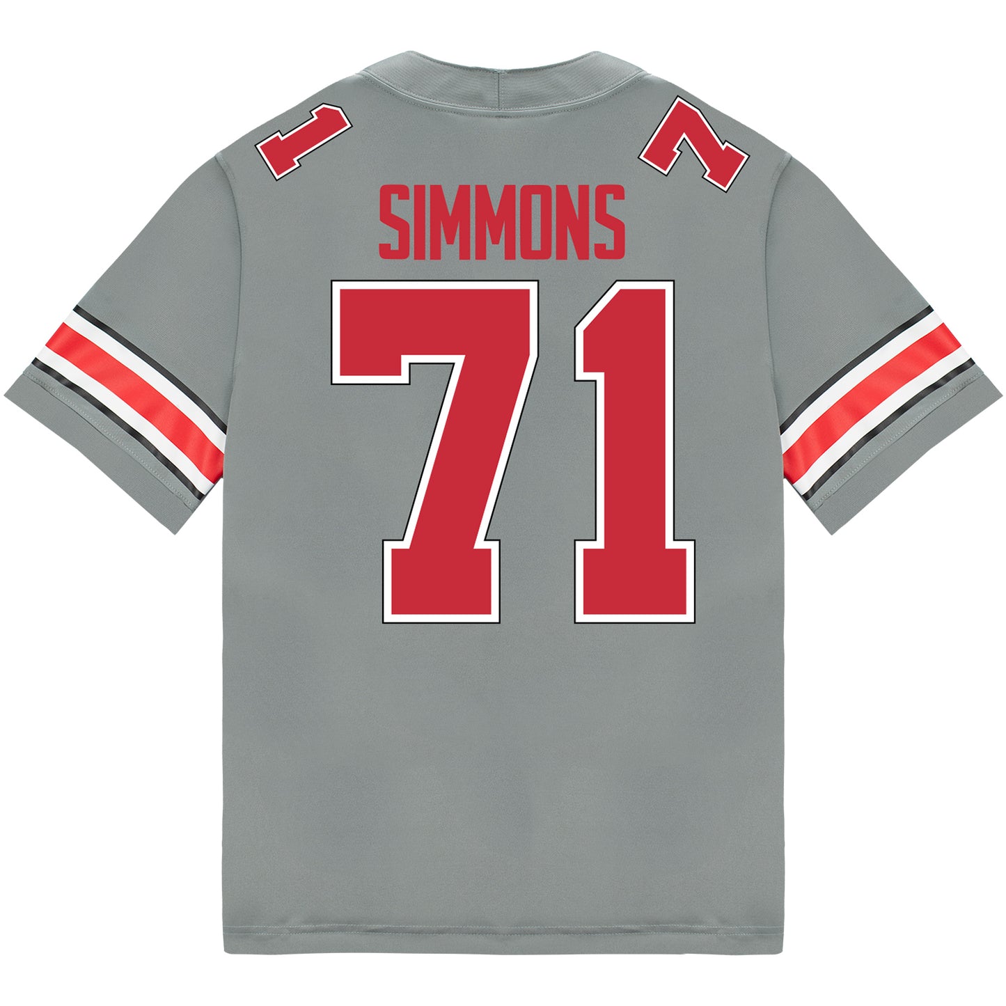 Ohio State Buckeyes Nike #71 Josh Simmons Student Athlete Gray Football Jersey - Back View