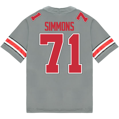 Ohio State Buckeyes Nike #71 Josh Simmons Student Athlete Gray Football Jersey - Back View