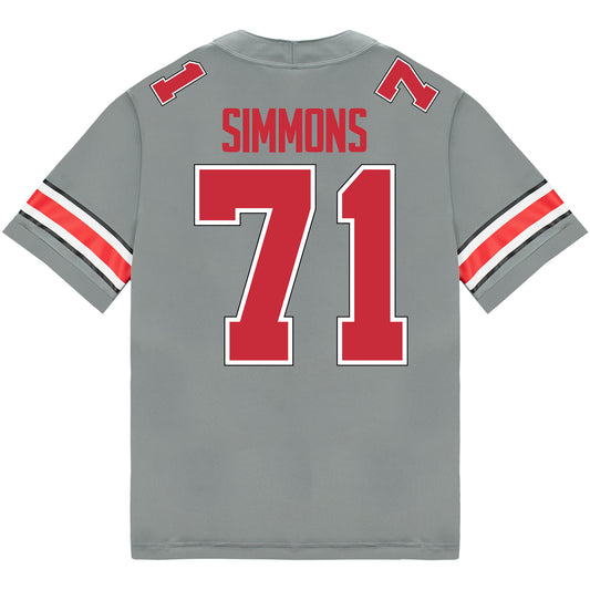 Ohio State Buckeyes Nike #71 Josh Simmons Student Athlete Gray Football Jersey - Back View