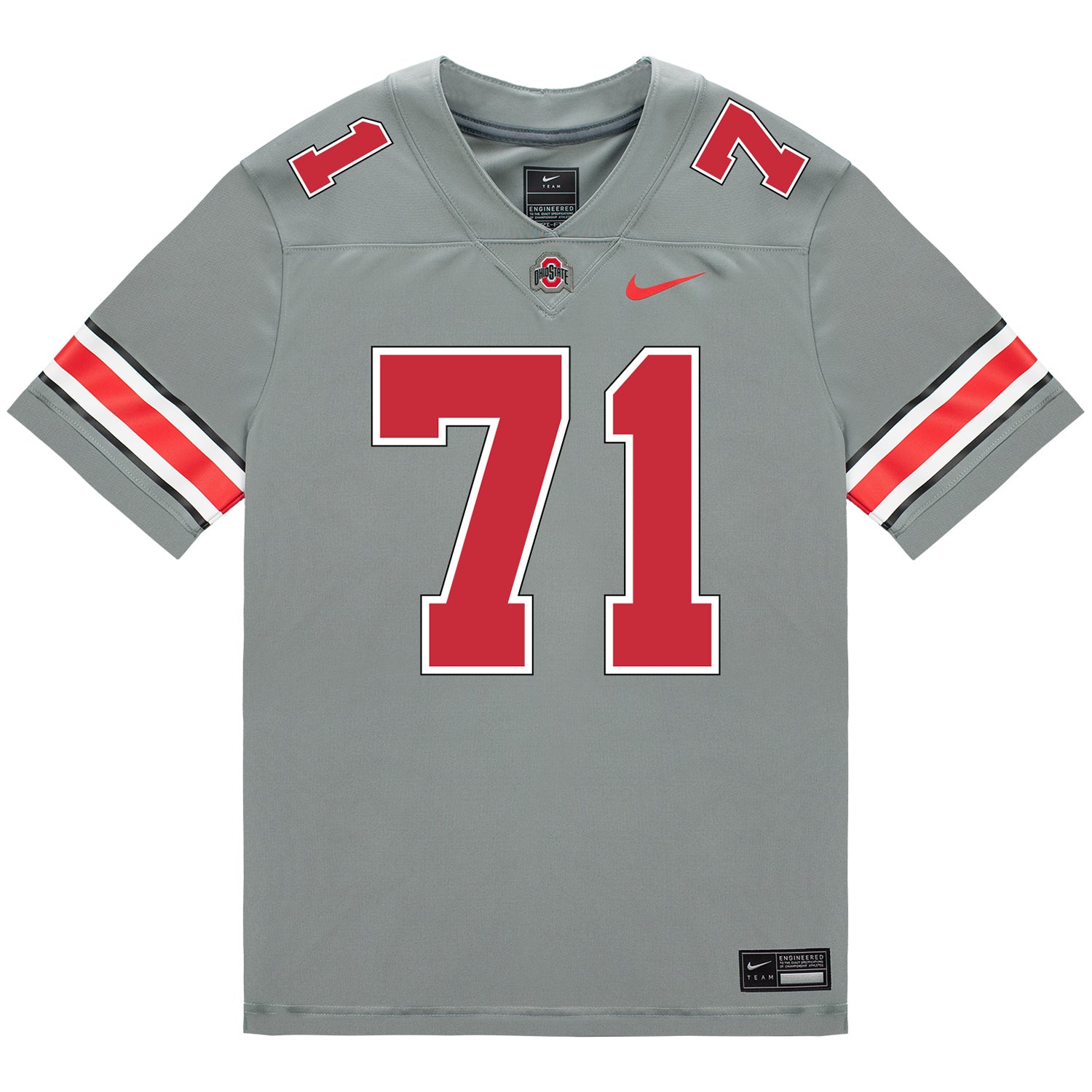 Ohio State Buckeyes Nike #71 Josh Simmons Student Athlete Gray Football Jersey - Front View