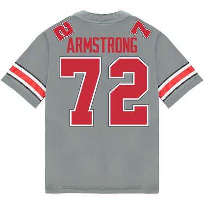 Ohio State Buckeyes Nike #72 Deontae Armstrong Student Athlete Gray Football Jersey - Back View