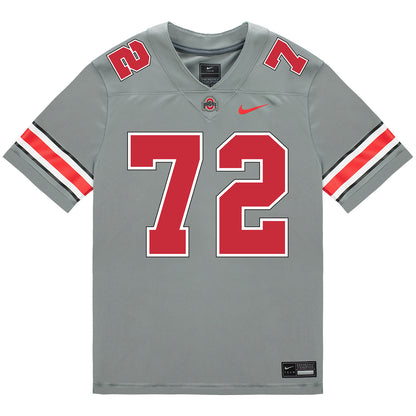 Ohio State Buckeyes Nike #72 Deontae Armstrong Student Athlete Gray Football Jersey - Front View