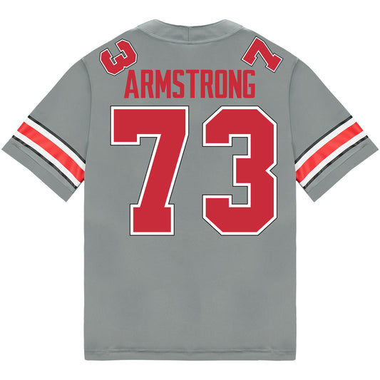 Ohio State Buckeyes Nike #73 Devontae Armstrong Student Athlete Gray Football Jersey - Back View