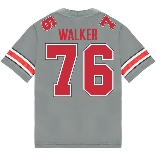 Ohio State Buckeyes Nike #76 Miles Walker Student Athlete Gray Football Jersey - Back View