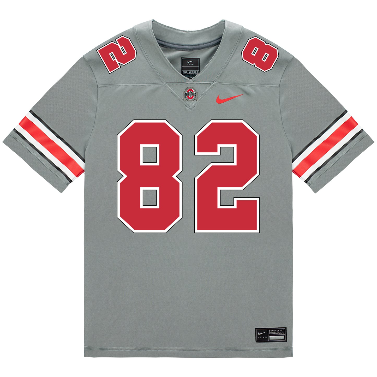 Ohio State Buckeyes Nike #82 David Adolph Student Athlete Gray Football Jersey - Front View