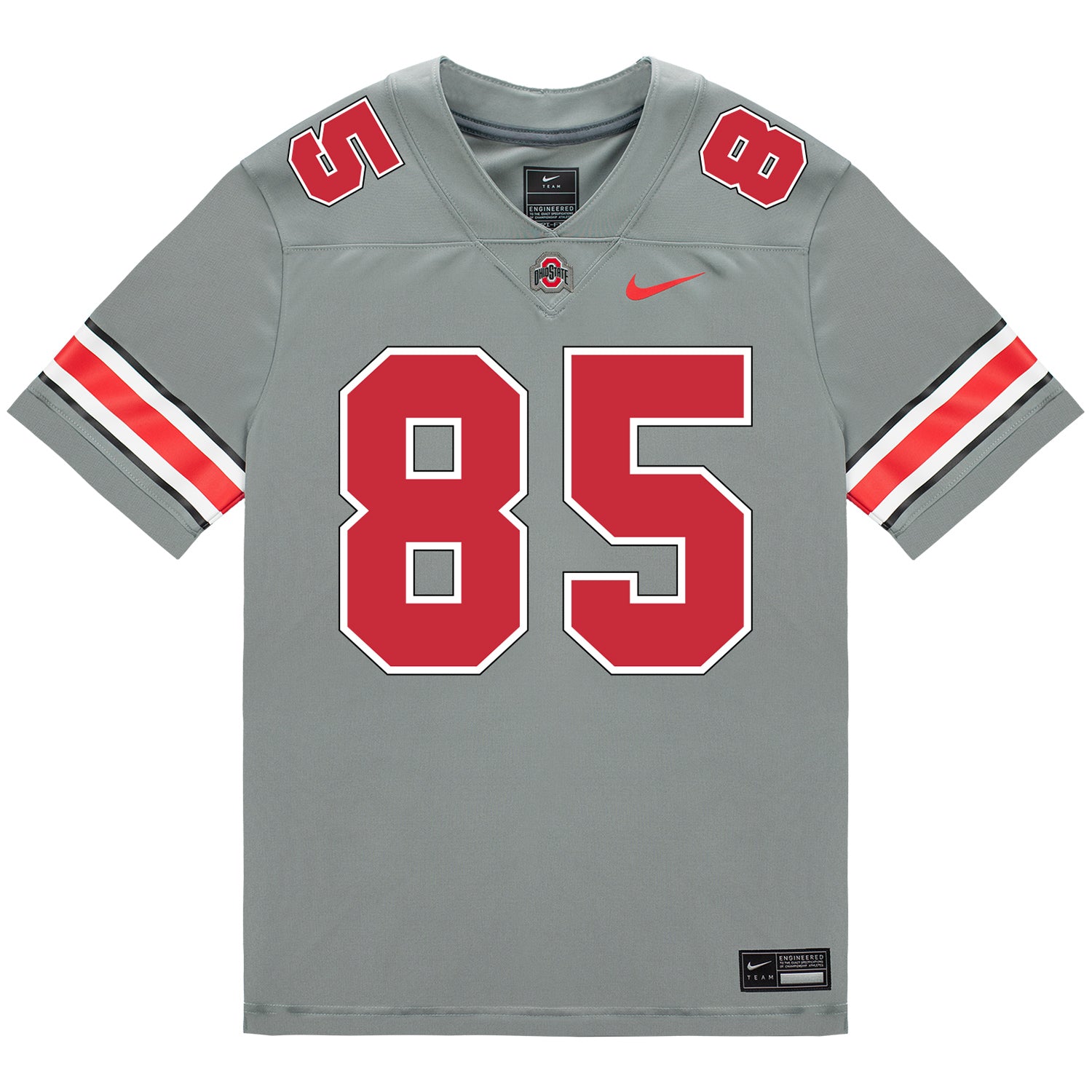 Ohio State Buckeyes Nike #85 Bennett Christian Student Athlete Gray Football Jersey - Front View