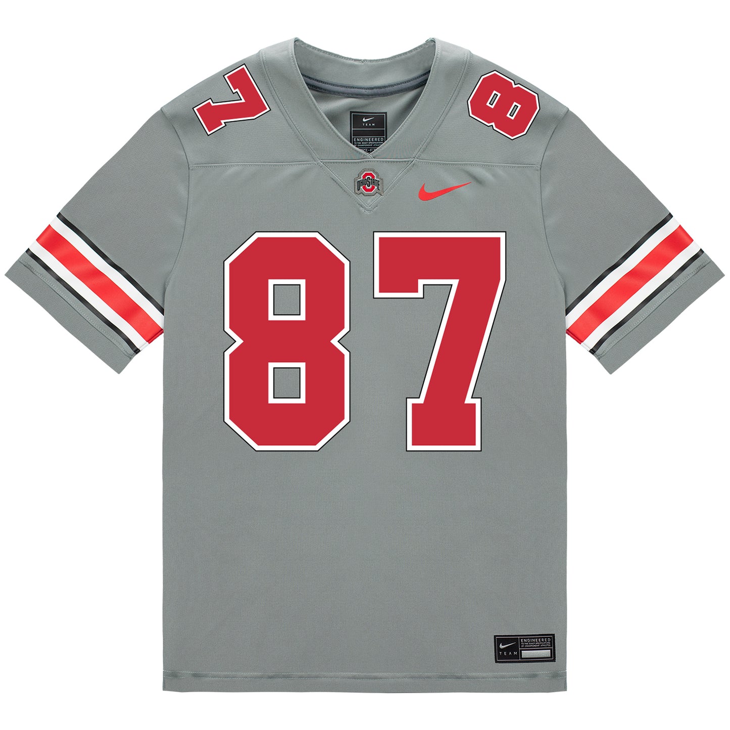 Ohio State Buckeyes Nike #87 Reis Stocksdale Student Athlete Gray Football Jersey - Front View