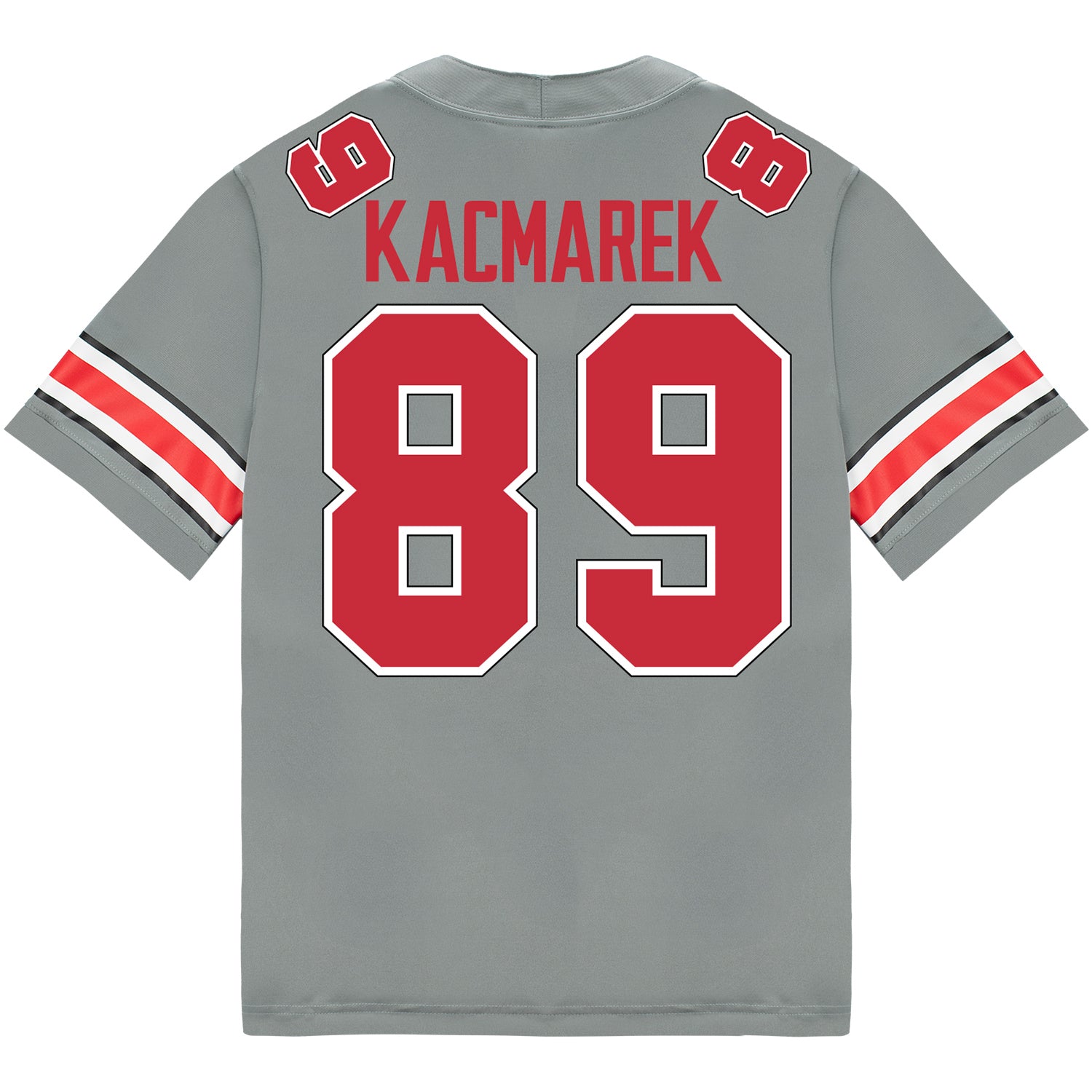 Ohio State Buckeyes Nike #89 Will Kacmarek Student Athlete Gray Football Jersey - Back View