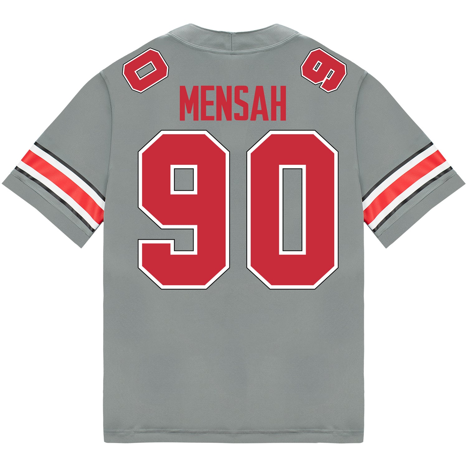 Ohio State Buckeyes Nike #90 Eric Mensah Student Athlete Gray Football Jersey - Back View