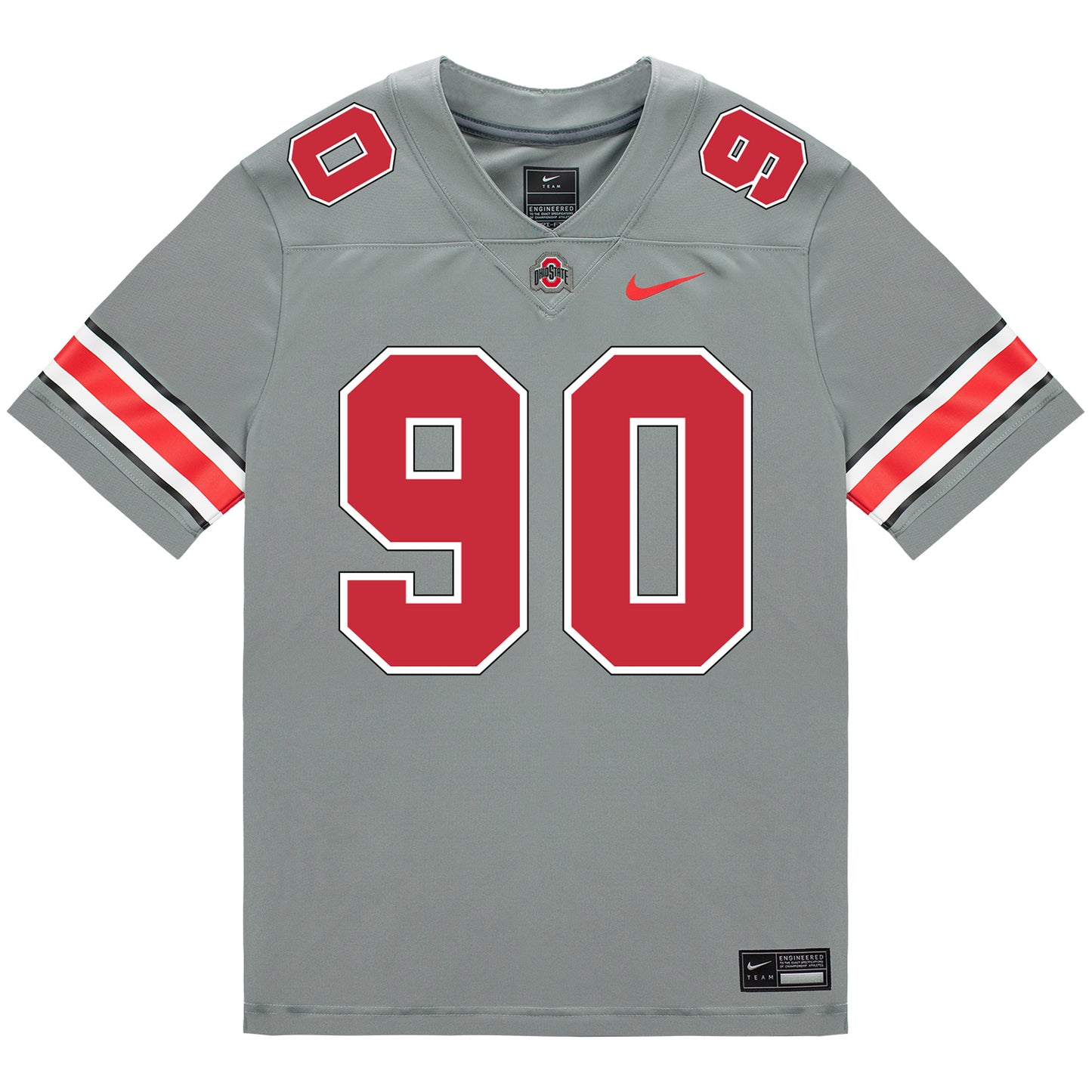 Ohio State Buckeyes Nike #90 Eric Mensah Student Athlete Gray Football Jersey - Front View