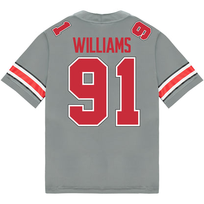 Ohio State Buckeyes Nike #91 Tyleik Williams Student Athlete Gray Football Jersey - Back View