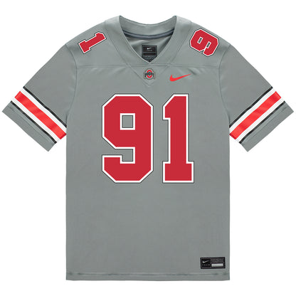 Ohio State Buckeyes Nike #91 Tyleik Williams Student Athlete Gray Football Jersey - Front View