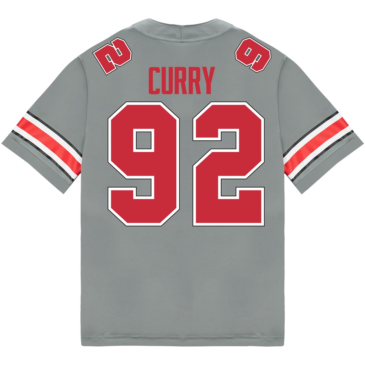 Ohio State Buckeyes Nike #92 Caden Curry Student Athlete Gray Football Jersey - Back View