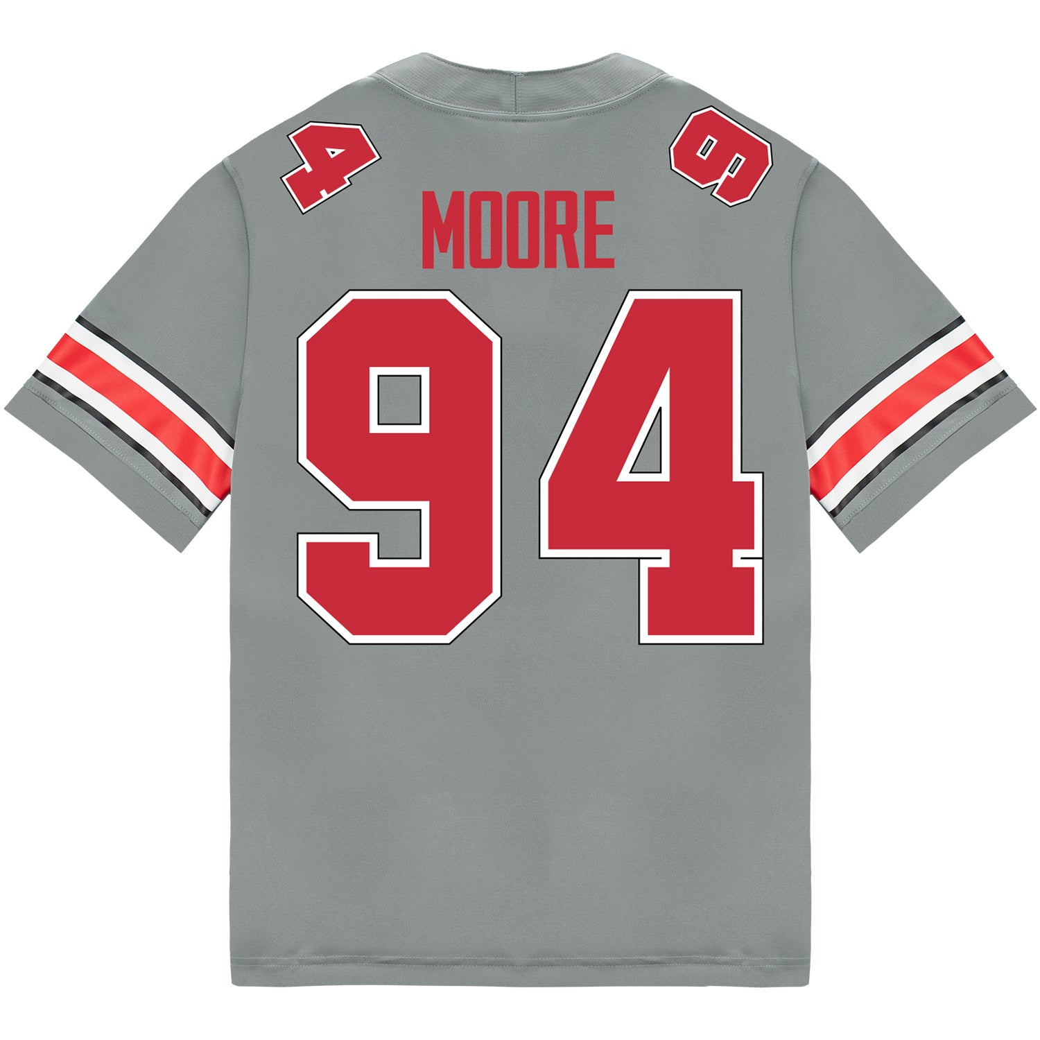 Ohio State Buckeyes Nike #94 Jason Moore Student Athlete Gray Football Jersey - Back View