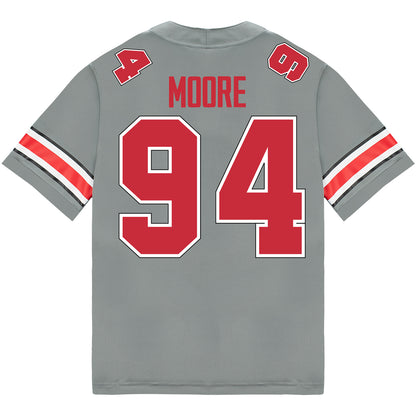 Ohio State Buckeyes Nike #94 Jason Moore Student Athlete Gray Football Jersey - Back View