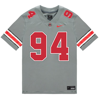 Ohio State Buckeyes Nike #94 Jason Moore Student Athlete Gray Football Jersey - Front View