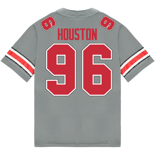 Ohio State Buckeyes Nike #96 Eddrick Houston Student Athlete Gray Football Jersey - Back View