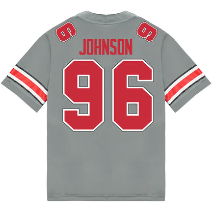 Ohio State Buckeyes Nike #96 Collin Johnson Student Athlete Gray Football Jersey - Back View