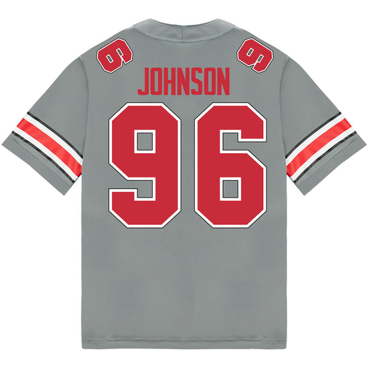 Ohio State Buckeyes Nike #96 Collin Johnson Student Athlete Gray Football Jersey - Back View