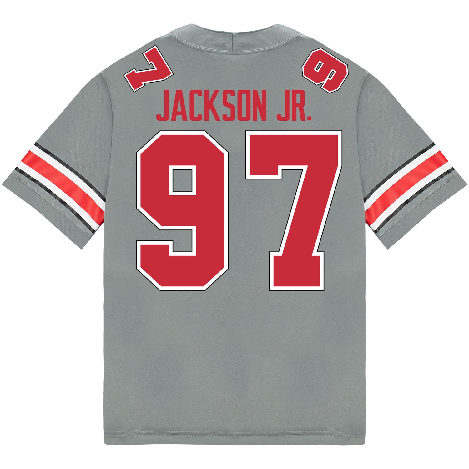 Ohio State Buckeyes Nike #97 Kenyatta Jackson Jr. Student Athlete Gray Football Jersey - Back View