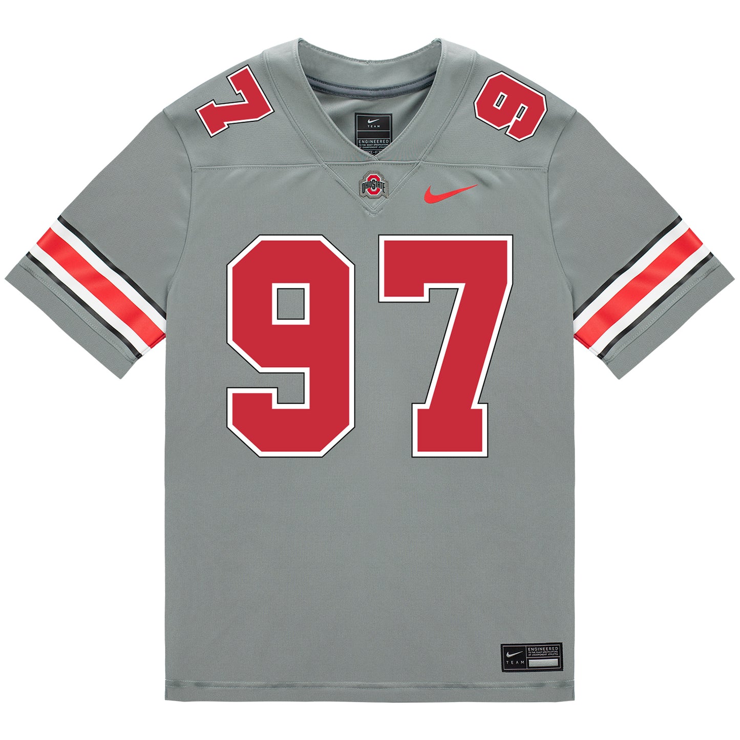 Ohio State Buckeyes Nike #97 Kenyatta Jackson Jr. Student Athlete Gray Football Jersey - Front View