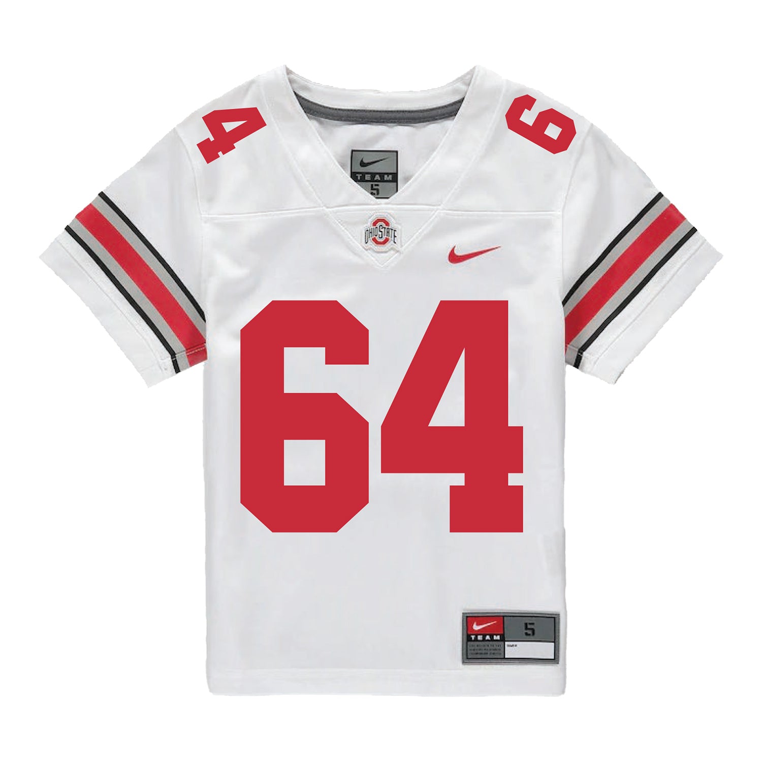 Ohio State Buckeyes Nike #64 Simon Lorentz Student Athlete White Football Jersey - Front View