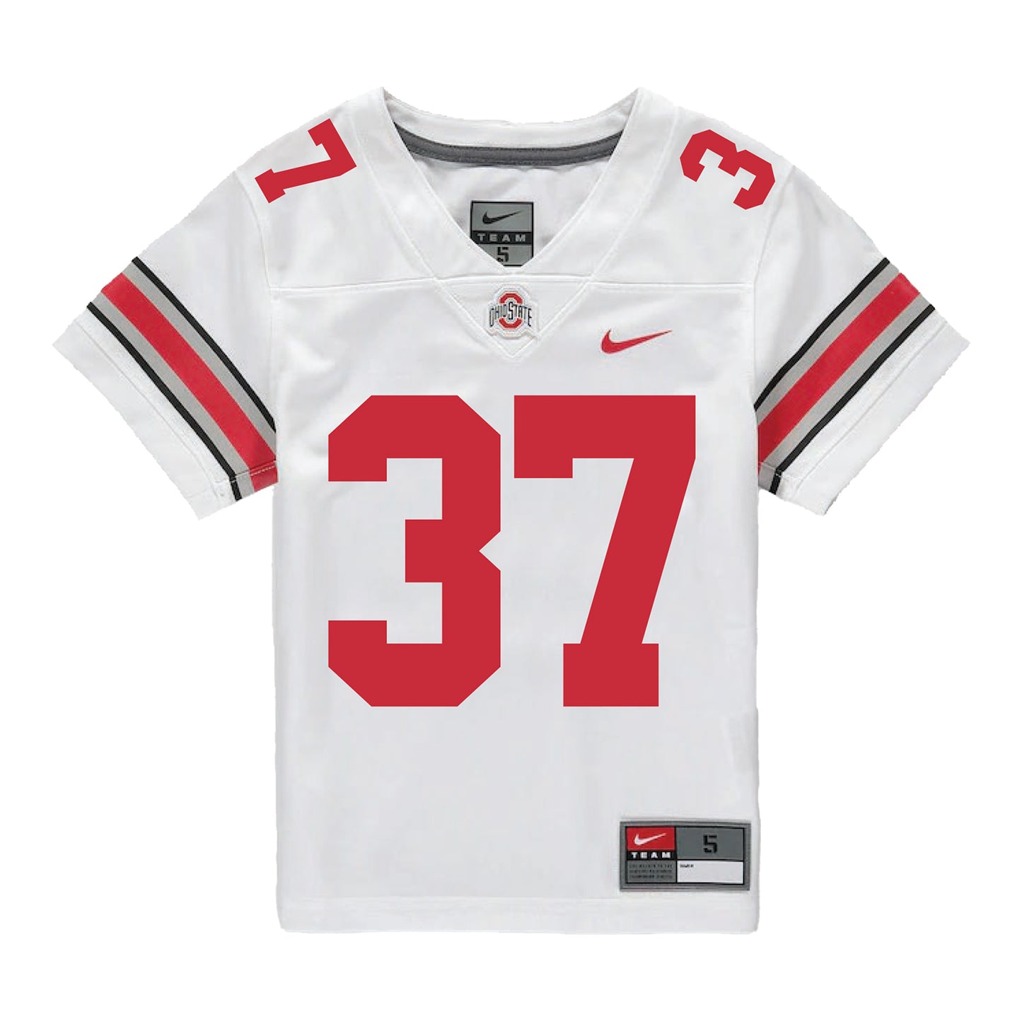 Ohio State Buckeyes Nike #37 Zach Hayes Student Athlete White Football Jersey - Front View