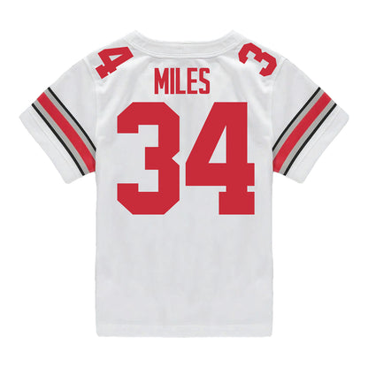 Ohio State Buckeyes Nike #34 Bukari Miles Student Athlete Gray Football Jersey - Back View