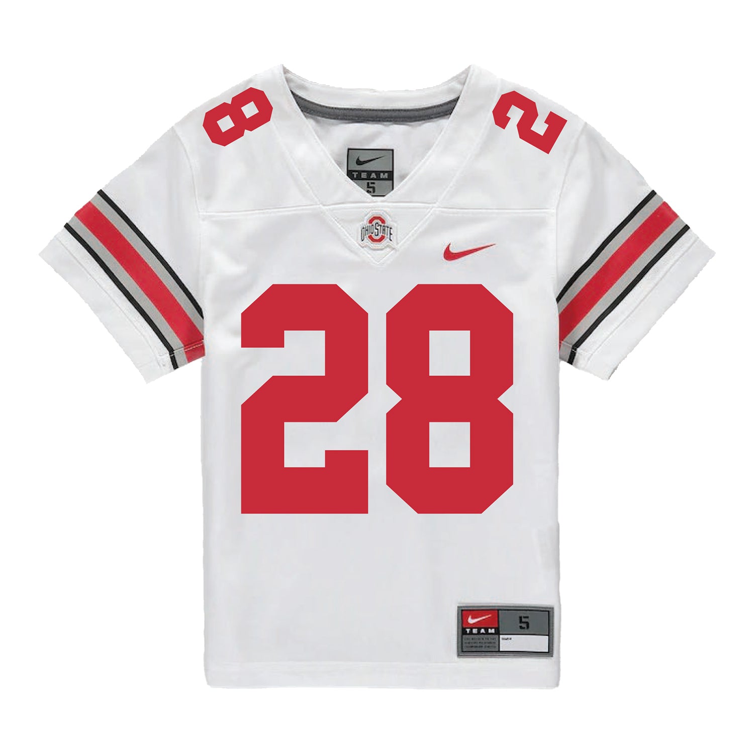 Ohio State Buckeyes Nike #28 Leroy Roker Student Athlete White Football Jersey - Front View