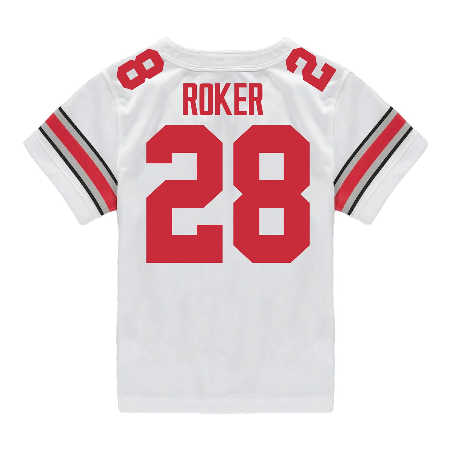 Ohio State Buckeyes Nike #28 Leroy Roker Student Athlete White Football Jersey - Back View