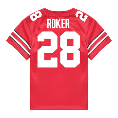 Ohio State Buckeyes Nike #28 Leroy Roker Student Athlete Scarlet Football Jersey - Back View