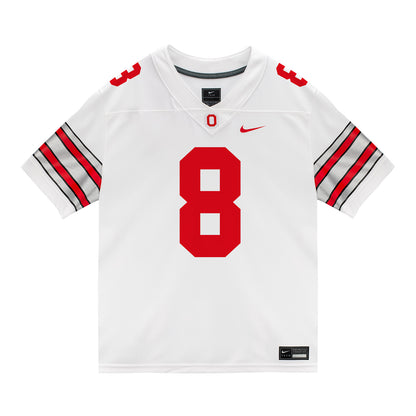 Ohio State Buckeyes Nike #8 Jaylen McClain Student Athlete White Football Jersey