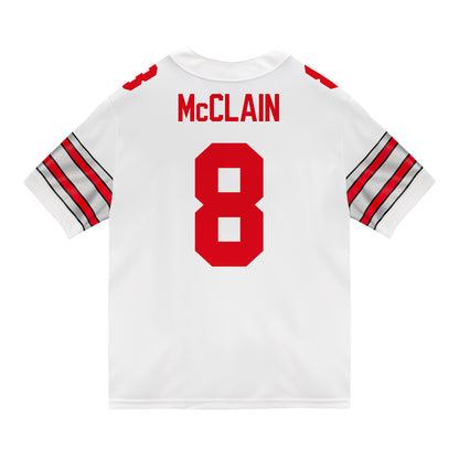 Ohio State Buckeyes Nike #8 Jaylen McClain Student Athlete White Football Jersey