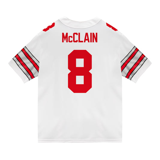 Ohio State Buckeyes Nike #8 Jaylen McClain Student Athlete White Football Jersey