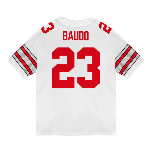 Ohio State Buckeyes Nike #23 Nolan Baudo Student Athlete White Football Jersey