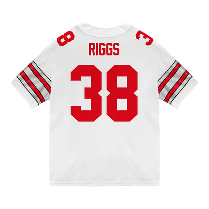 Ohio State Buckeyes Nike #38 Eli Riggs Student Athlete White Football Jersey