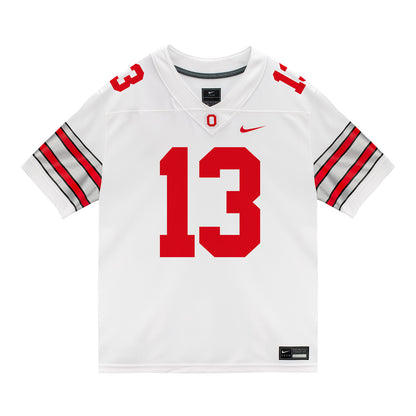 Ohio State Buckeyes Nike #13 Luke Fahey Student Athlete White Football Jersey