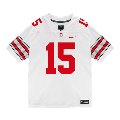 Ohio State Buckeyes Nike #15 Jordan Thomas Student Athlete White Football Jersey