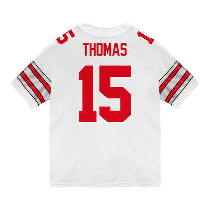 Ohio State Buckeyes Nike #15 Jordan Thomas Student Athlete White Football Jersey