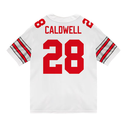 Ohio State Buckeyes Nike #28 Simeon Caldwell Student Athlete White Football Jersey