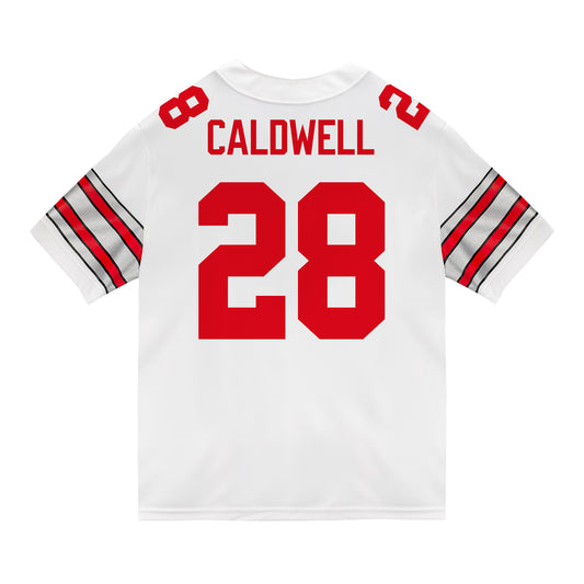 Ohio State Buckeyes Nike #28 Simeon Caldwell Student Athlete White Football Jersey