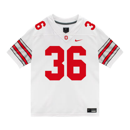 Ohio State Buckeyes Nike #36 CJ Sanna Student Athlete White Football Jersey