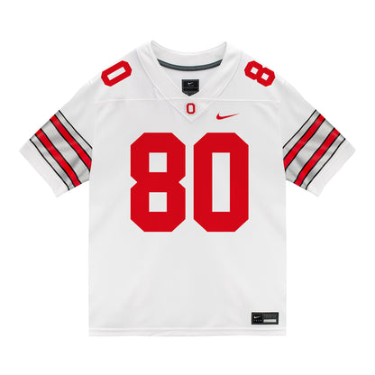 Ohio State Buckeyes Nike #80 Jaeden Ricketts Student Athlete White Football Jersey